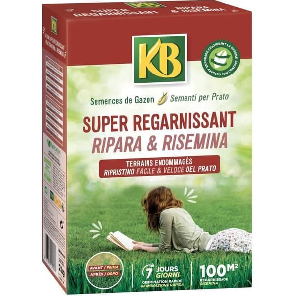 KB KREGFAC100 Gräsfrön - Superpåfyllning 2 kg - För skuggade områden - Snabb groning 7 dagar - För 100m²