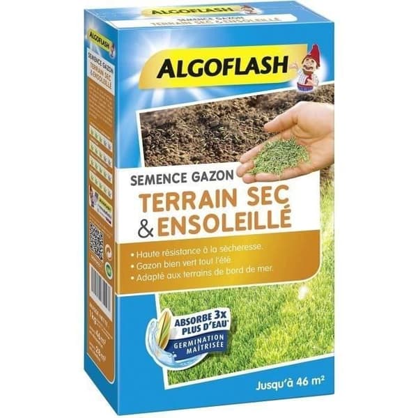 ALGOFLASH Frø til tør og solrig græsplæne - 1 kg