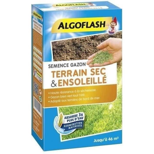 ALGOFLASH Frø til tør og solrig græsplæne - 1 kg
