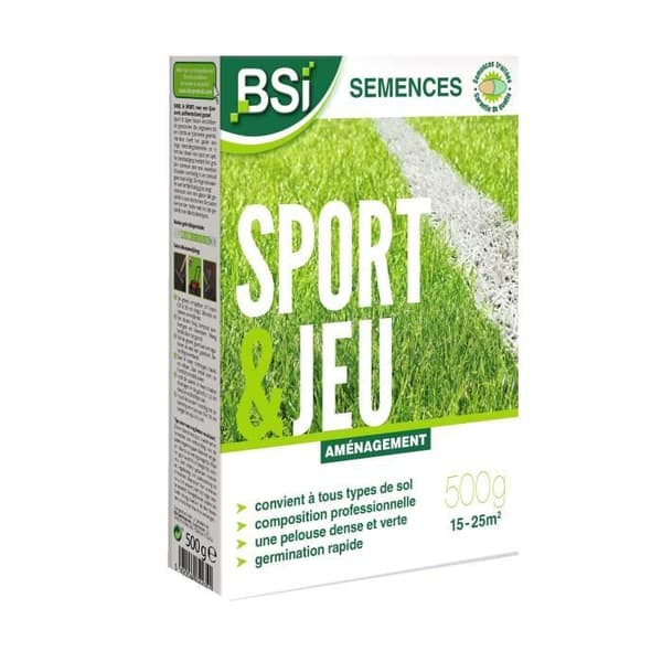 BSI - Græsfrø - Sport eller leg - Med beskyttende belægning - Meget høj kvalitet - Op til 25 m² - 500 g
