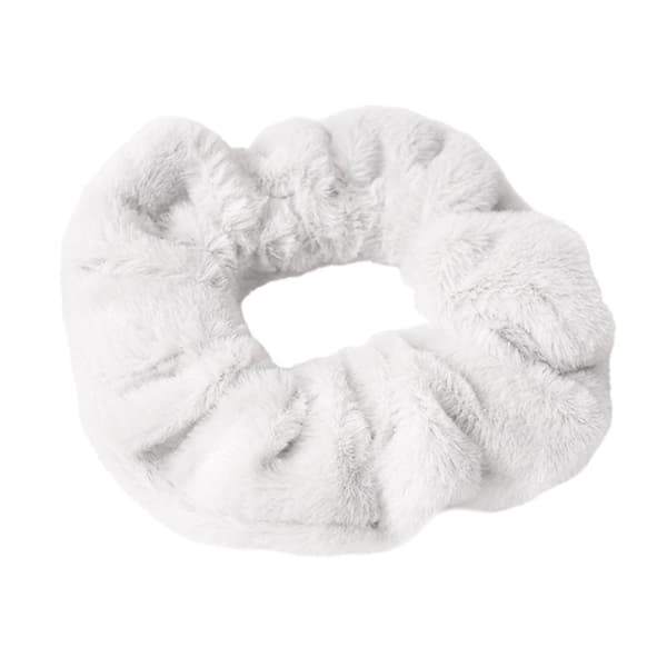 Hårscrunchie i fuskepels - Hvit