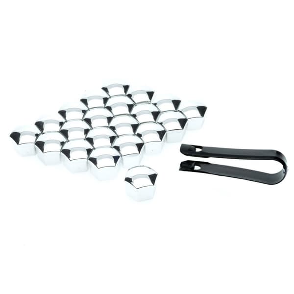 EINPARTS silver Hjulmutterkåpa / Hjulbultskåpa 20-pack + monteringsverktyg 19mm