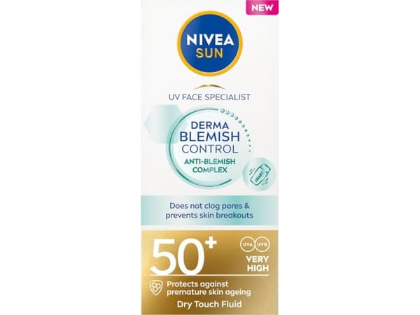 NIVEA_Sun UV Face Derma Blemish Control Fluid SPF50+ moisturizing sunscreen lotion for skin with imperfections 40ml