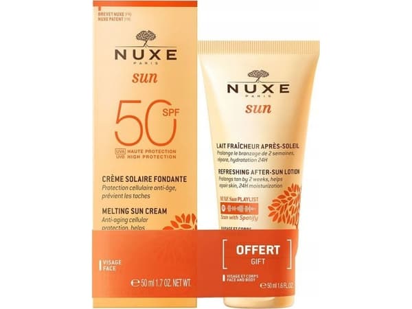 Set Nuxe: Sun Melting, Sunscreen Cream, For Face, SPF 50, 50 ml + Sun, Sun Protection, After-Sun Lotion, 50 ml