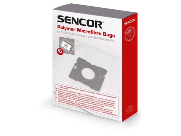 Sencor SVC 60/85/93(5KS), Cylinderdammsugare, Filter, Svart, Polymer, 3 l, SVC 5501/5000, SVC 6000, SVC 6001, SVC 8500, SVC 8501, SVC 8505, SVC 9300