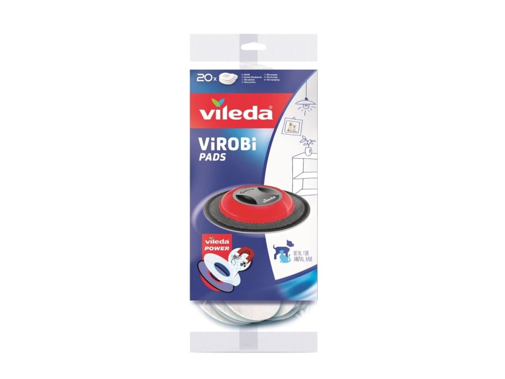 Vileda 150490, Robot vacuum, Mop pad, Hvit, Mikrofiber, Vileda, ViROBi ViROBi Slim