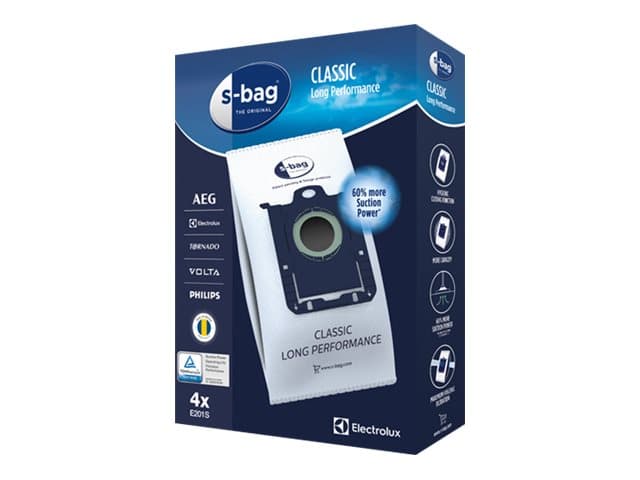 s-Bag Classic Long Performance E201S - Taske - til støvsugere (pakke med 4)