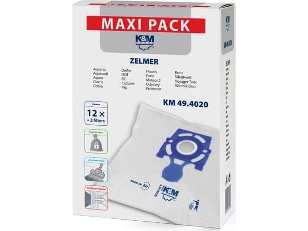 K&M 49.4020 Zelmer poser 12 stk + 2 filtre