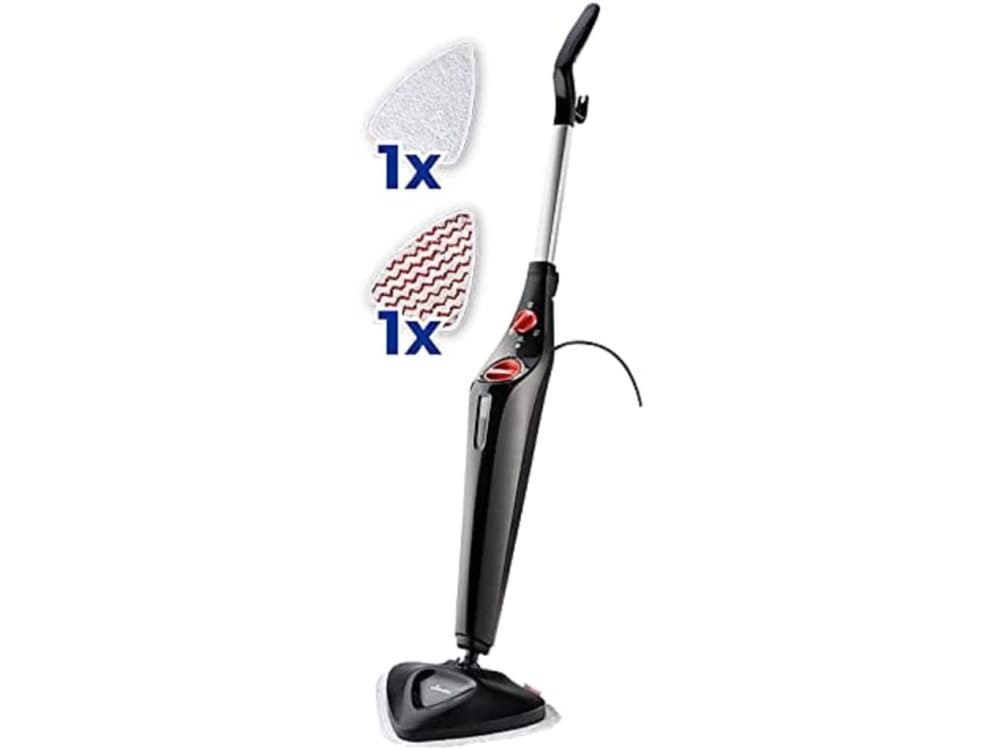 Vileda steam cleaner Steam Plus + PowerPad (black/red, 1,550 watts)