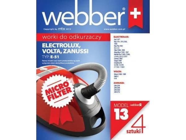 Webber vacuum cleaner bag WEBBER BAGS MICRO ELECTROLUX E 51 02WME51