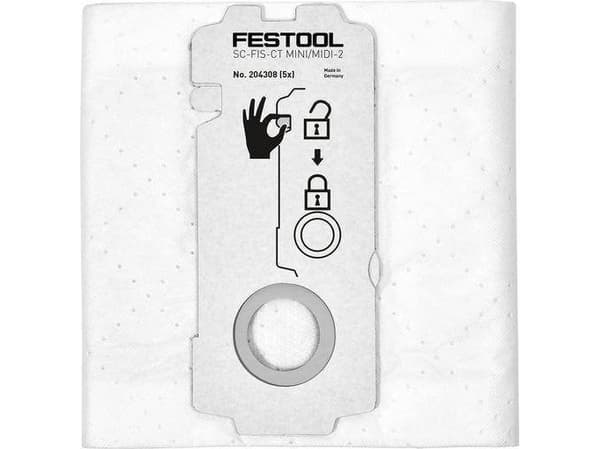 Festool SC-FIS-CT MINI/MIDI-2/5/CT15, Dammpåse, Vit, 15 l, Festool, CT MINI, CT MINI I, CT MIDI, CT MIDI I, CT 15, 5 styck