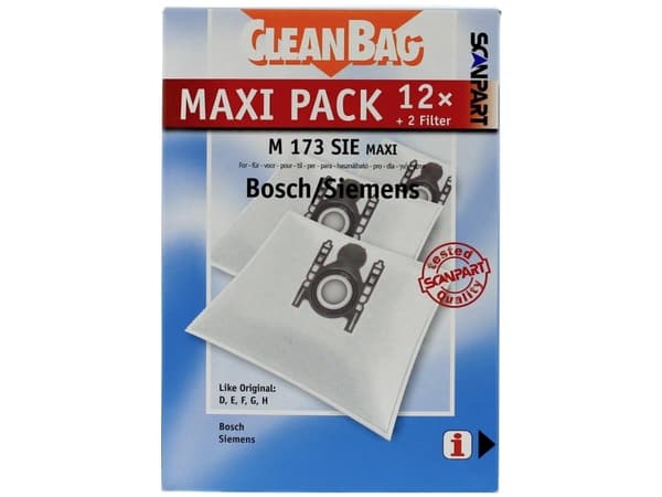 SCANPART Dammsugarpåsar BOSCH/SIEMENS typ D,E,F,G,H. 12 st. 2687438173