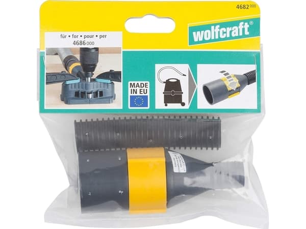 Wolfcraft-sovitin pistorasiaan kytkettävälle pölynimurille (lastujen ja pölyn poistoon), Wolfcraft