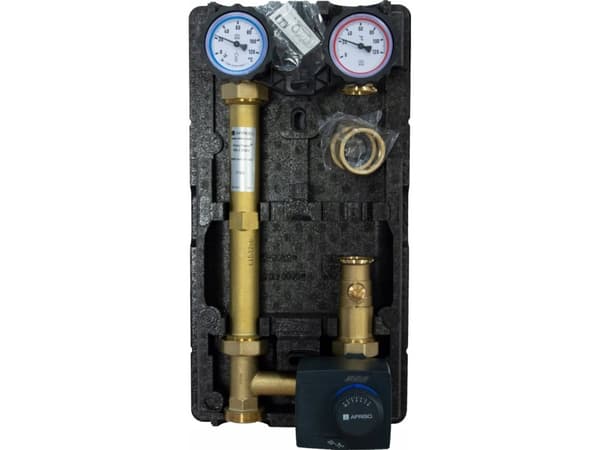 Afriso PrimoTherm 180-2 Vario DN25 pumppuryhmä ilman pumppua, ARV KvsVario sekoitusventtiili, ARM 343 ProClick toimilaite - korvaa 77615 (S)A:n