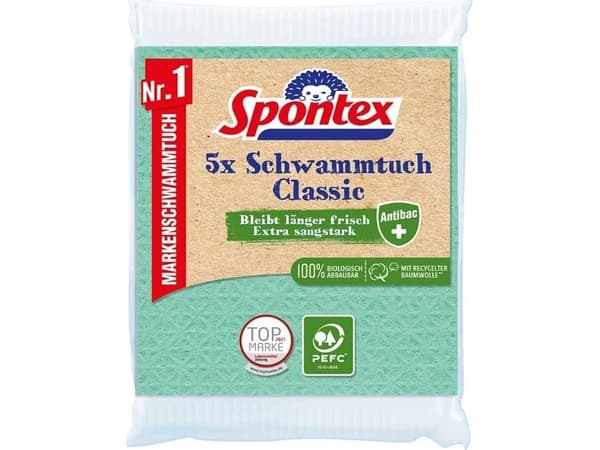 Spontex Schwammtuch Classic Antibac PEFC 5er Pack