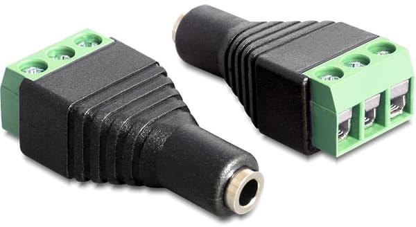 DeLOCK stereo adapter, 3,5mm stereo hun til 3-pins terminalblok, sort/