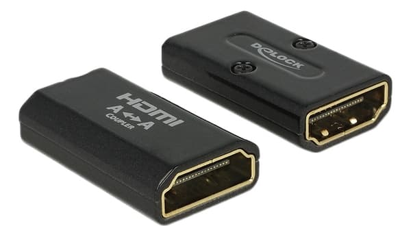 Delock HDMI-sovitin, 19-pin na-ur, kullattu, 3840x216, musta