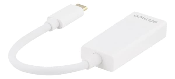 DELTACO USB 3.1 to DP adapter, Type C ma - DP fe, 4K, UHD, white