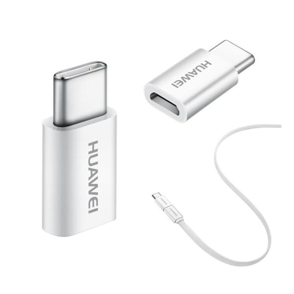 Huawei microUSB til USB-C-adapter, hvit/sølv