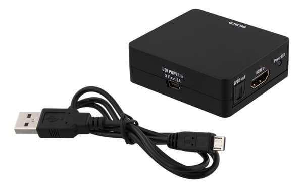 DELTACO HDMI - HDMI +SPDIF/3,5mm omvandlare, Ultra HD 30Hz, svart