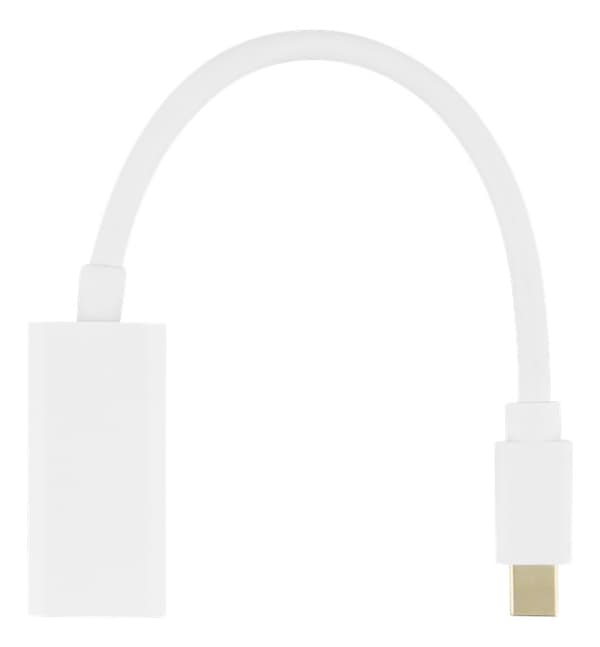 DELTACO Mini DisplayPort til HDMI-adapter, 4K 60 Hz, 0,2 m, hvit