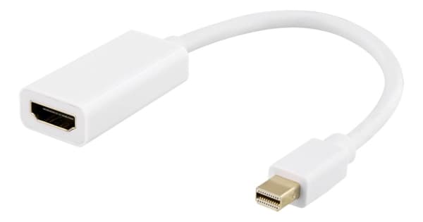 DELTACO Mini DisplayPort til HDMI-adapter, 4K 60 Hz, 0,2 m, hvit