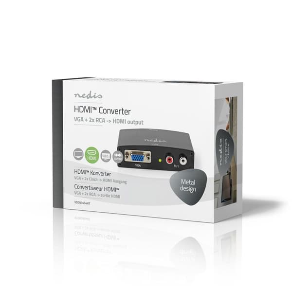 Nedis HDMI ™ Converter | VGA Female / 2x RCA Hunn | HDMI™ Utgang | 1-veis | 1080p | 1.65 Gbps | Aluminium | Antrasitt