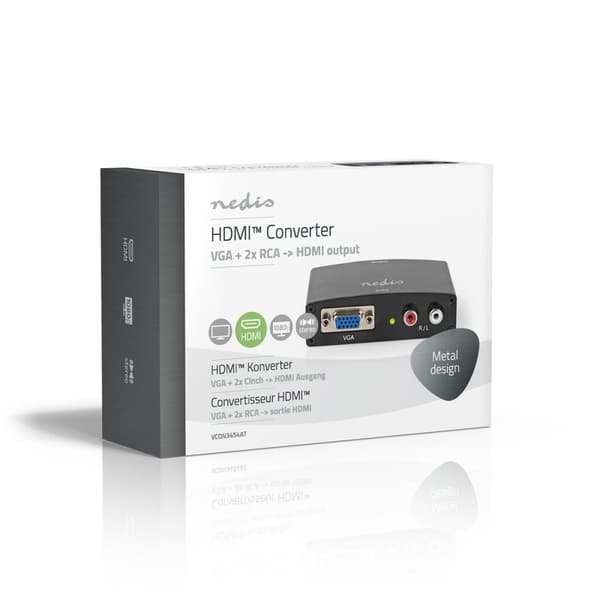 Nedis HDMI ™ Converter | VGA Female / 2x RCA Hunn | HDMI™ Utgang | 1-veis | 1080p | 1.65 Gbps | Aluminium | Antrasitt