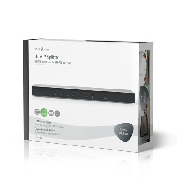 Nedis HDMI ™ Splitter | 8-Port port(s) | HDMI™ ingång | 8x HDMI™ Utgång | 4K@60Hz | 18 Gbps | Metall | Antracit