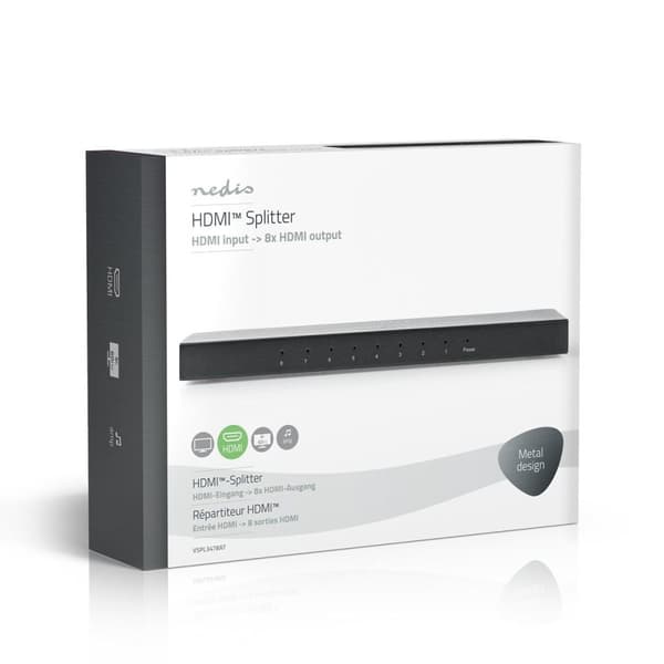 Nedis HDMI ™ Splitter | 8-Port port(s) | HDMI™ ingång | 8x HDMI™ Utgång | 4K@60Hz | 18 Gbps | Metall | Antracit