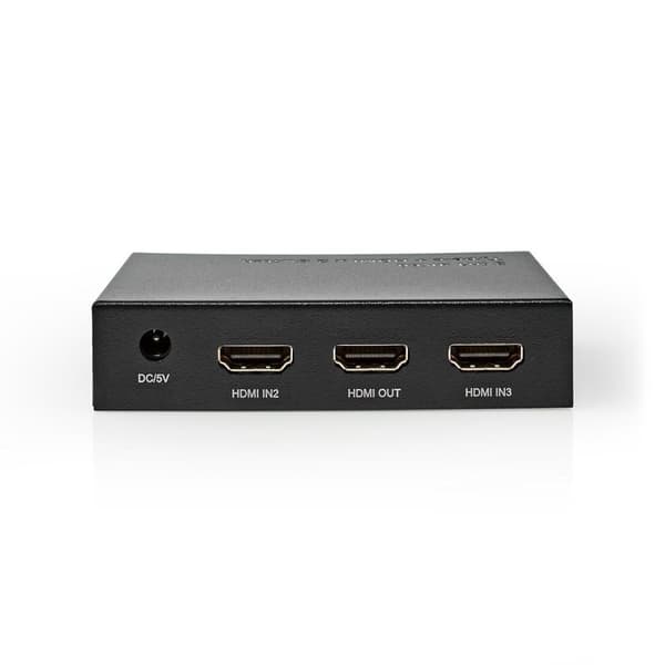 Nedis HDMI ™ Switch | 3-Port port(s) | 1x USB-C™ / 2x HDMI™ Inngang | 1x HDMI ™ -utgang | 4K@60Hz | 18.0 Gbps | Metall | Antrasitt