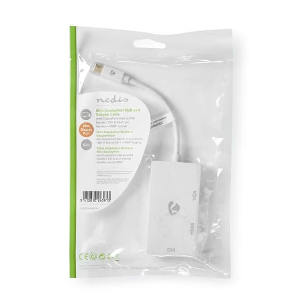 Nedis Mini DisplayPort kabel | DisplayPort 1.2 | Mini DisplayPort han | DVI-D 24+1-Pins Hun / HDMI™ Input / VGA Hun | 21.6 Gbps | Nikkelplateret | 0.2