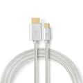 Pikkukuva 1 / 8: Nedis USB-C™ Sovitin | USB 3.2 Gen 1 | USB-C™ Uros | HDMI™ liitin | 4K@60Hz | 18 Gbps | 2.00 m | Pyöreä | Kullattu | Nailon / Punottu | Alumiini | Laa