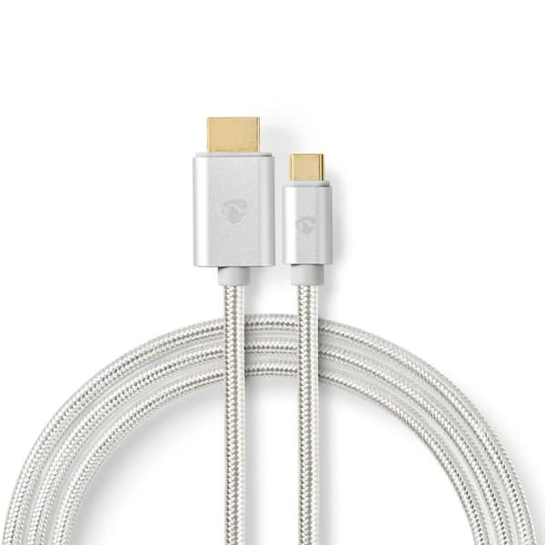 Nedis USB-C™ Sovitin | USB 3.2 Gen 1 | USB-C™ Uros | HDMI™ liitin | 4K@60Hz | 18 Gbps | 2.00 m | Pyöreä | Kullattu | Nailon / Punottu | Alumiini | Laa Alumiini