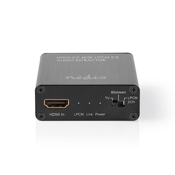 Nedis HDMI ™ Extractor | HDMI™ ingång | HDMI™ utgång / TosLink Hona / 1x 3.5 mm | Maximal upplösning: 4K@60Hz | 18 Gbps | Metall | Antracit | Presentb