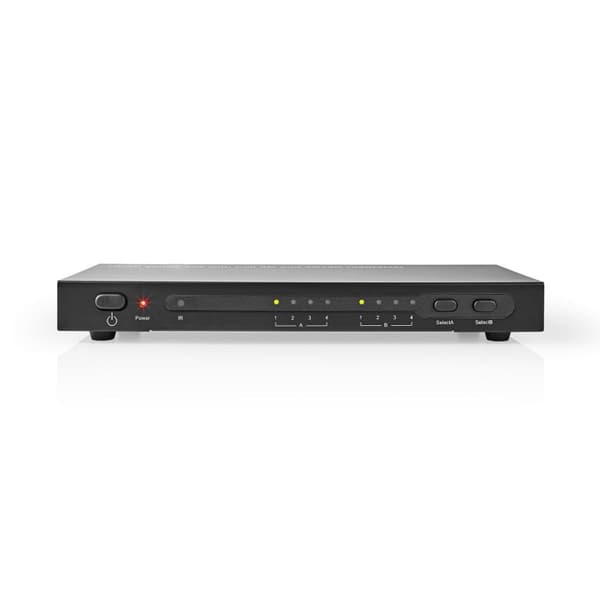 Nedis HDMI ™ Matrix Switch | 4 x 2-Port port(s) | 4x HDMI ™ -indgang | 2x HDMI™ Output | 4K@30Hz | 3.4 Gbps | Fjernstyret | Metal | Antracit