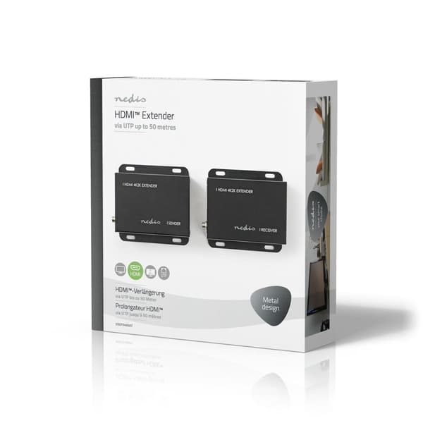 Nedis HDMI ™ Extender | Over Cat6 | Opp til 50.0 m | 4K@30Hz | 10.2 Gbps | IR tilbake funksjon | Metall | Antrasitt