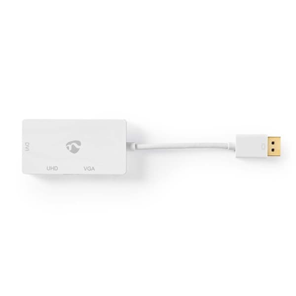 Nedis DisplayPort adapter | DisplayPort Han | DVI-D 24+1-Pins Hun / HDMI ™ -udgang / VGA Hun | 4K@60Hz | Guldplateret | Skiftelig | 0.20 m | Runde | A
