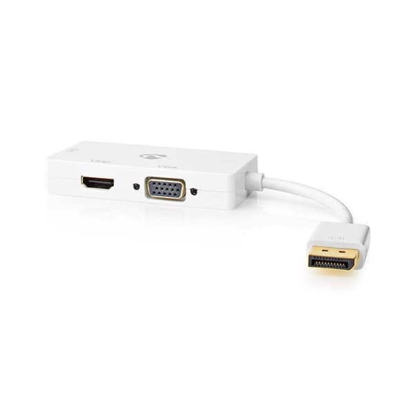 Nedis DisplayPort adapter | DisplayPort Han | DVI-D 24+1-Pins Hun / HDMI ™ -udgang / VGA Hun | 4K@60Hz | Guldplateret | Skiftelig | 0.20 m | Runde | A