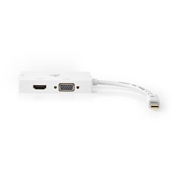 Nedis DisplayPort-sovitin | Mini DisplayPort Uros | DVI-D 24+1-Pin Naaras / HDMI™ Ulostulo / VGA Naaras | 4K@60Hz | Niklattu | Vaihdettava | 0.20 m |