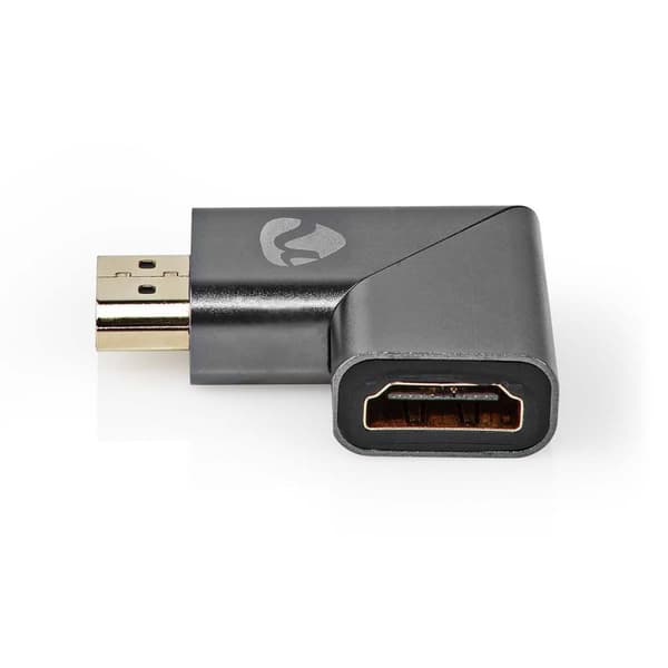 Nedis HDMI™ Adapter | HDMI™ Han / HDMI™ Stik | HDMI ™ -udgang | Guldplateret | Angled Right | Aluminium | Gun Metal Grå | 1 stk. | Cover Window Box