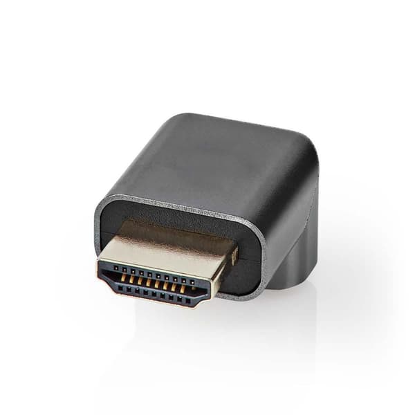 Nedis HDMI™ Adapter | HDMI™ Han / HDMI™ Stik | HDMI ™ -udgang | Guldplateret | Vinkel 90° | Aluminium | Gun Metal Grå | 1 stk. | Cover Window Box