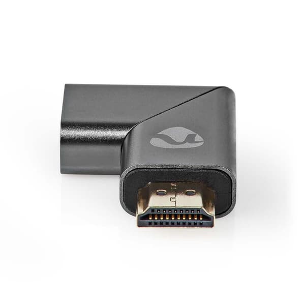 Nedis HDMI™ Adapter | HDMI™ Han / HDMI™ Stik | HDMI ™ -udgang | Guldplateret | Vinkel Venstre | Aluminium | Gun Metal Grå | 1 stk. | Cover Window Box