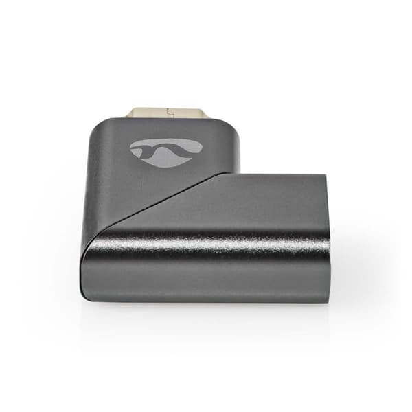 Nedis HDMI™ Adapter | HDMI™ Han / HDMI™ Stik | HDMI ™ -udgang | Guldplateret | Vinkel Venstre | Aluminium | Gun Metal Grå | 1 stk. | Cover Window Box
