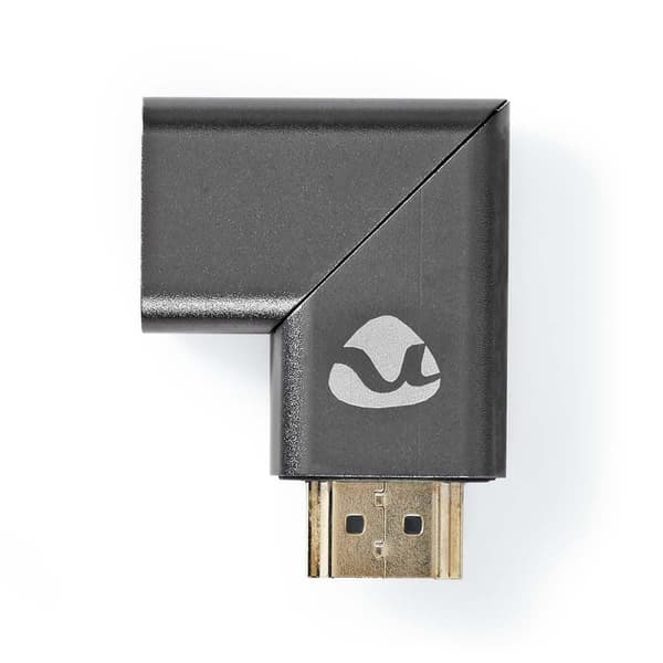Nedis HDMI™ Adapter | HDMI™ Han / HDMI™ Stik | HDMI ™ -udgang | Guldplateret | Vinkel Venstre | Aluminium | Gun Metal Grå | 1 stk. | Cover Window Box