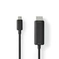 Miniatyrbillede 1 af 5: Nedis USB-C™ Adapter | USB 3.2 Gen 1 | USB-C™ Han | HDMI™ Stik | 4K@60Hz | 2.00 m | Runde | Nikkelplateret | PVC | Sort | Box