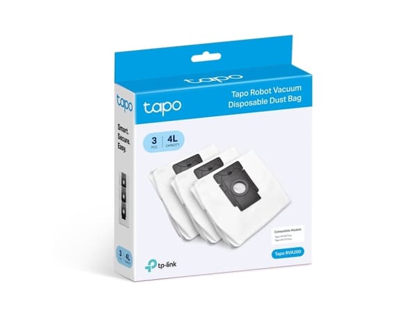 TP-Link Tapo RVA200, Robotti-imuri, Pölypussi, Musta, Valkoinen, 4 L, TP-Link, Tapo RV30 Plus, Tapo RV10 Plus