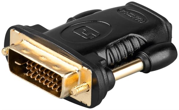 Goobay HDMI™/DVI-D-adapter, gullbelagt HDMI™-kontakt (type A) &gt; DVI-D-kontakt Dual Link (24 + 1 pin)