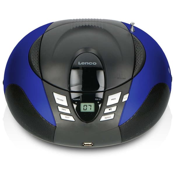 Lenco SCD-37 USB Blue Portable FM Radio CD and USB player Blue