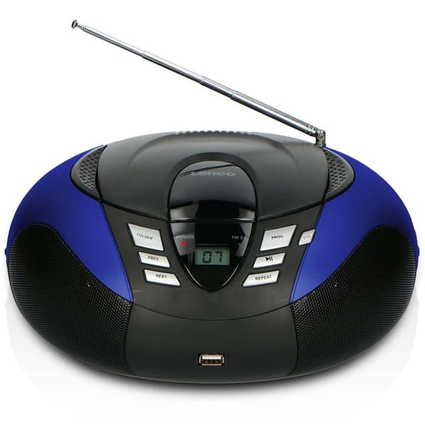 Lenco SCD-37 USB Blue Portable FM Radio CD and USB player Blue